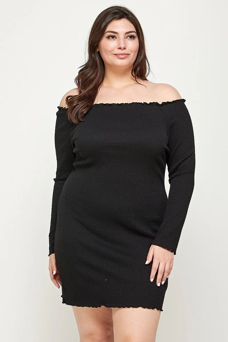 Smocked Off Shoulder Dress Voluptuous ( ) Plus Size - Ships from The US