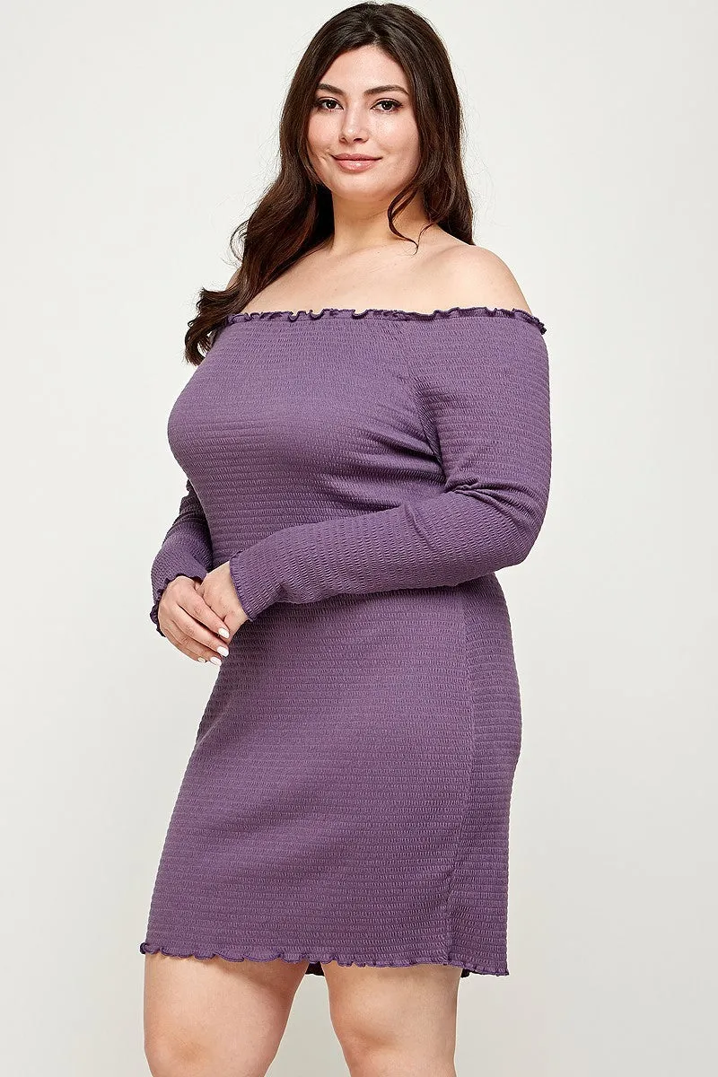 Smocked Off Shoulder Dress Voluptuous ( ) Plus Size - Ships from The US