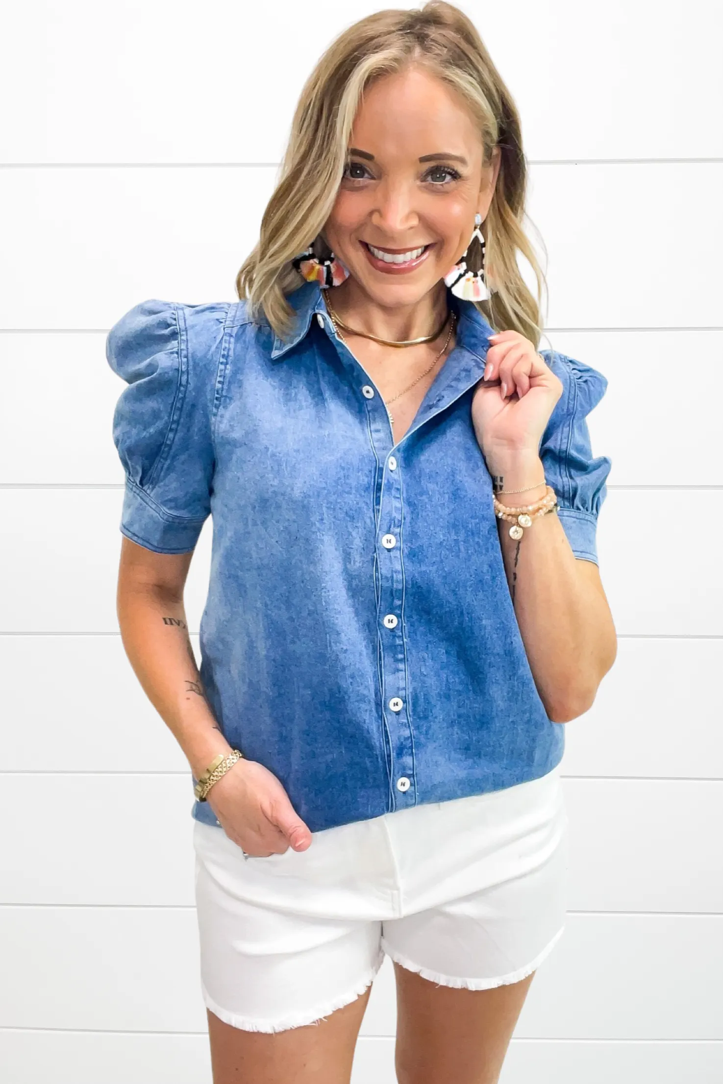 Talk About It Top - Denim