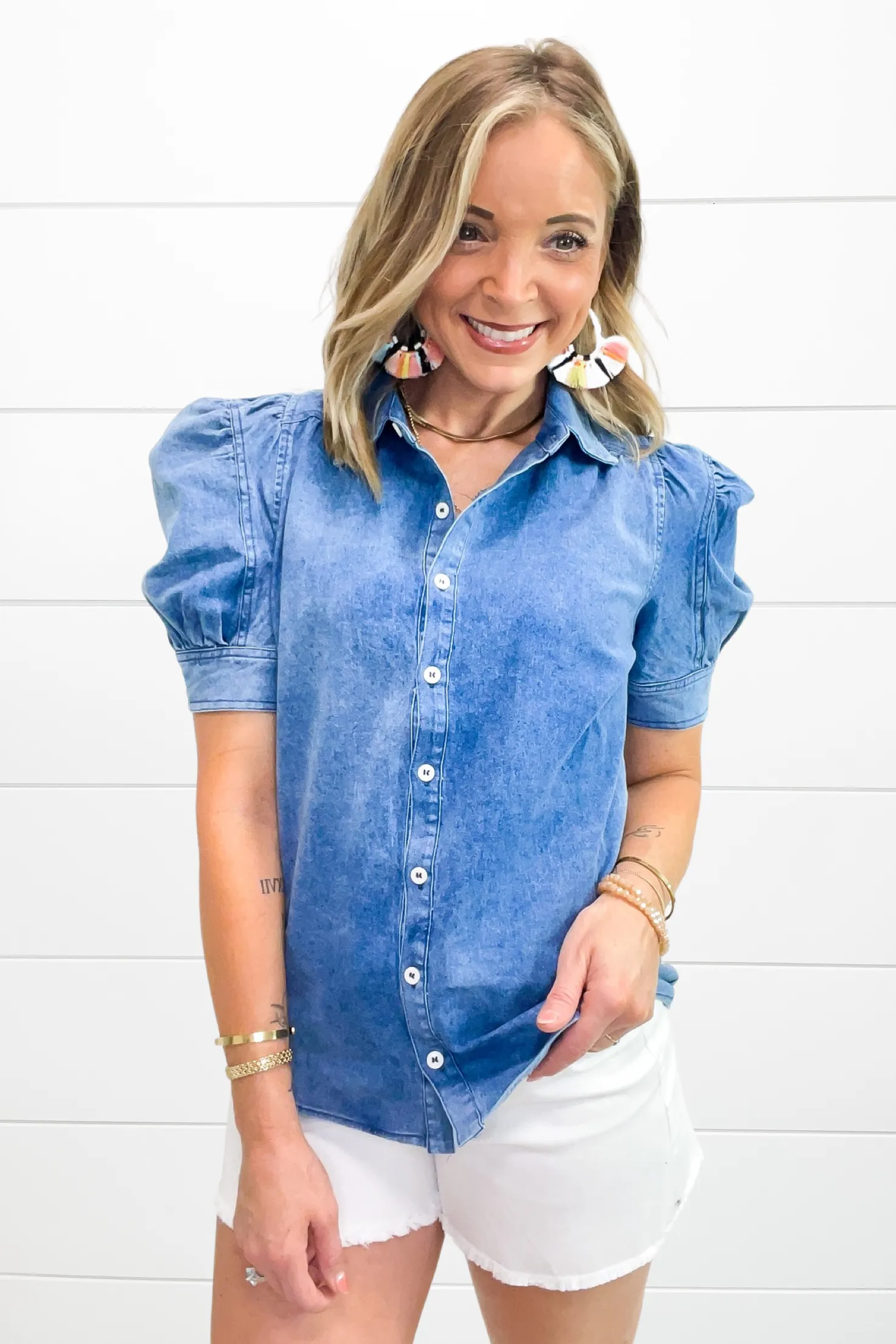 Talk About It Top - Denim
