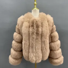 Tan Luxury Fur Vertical Pelt Coat