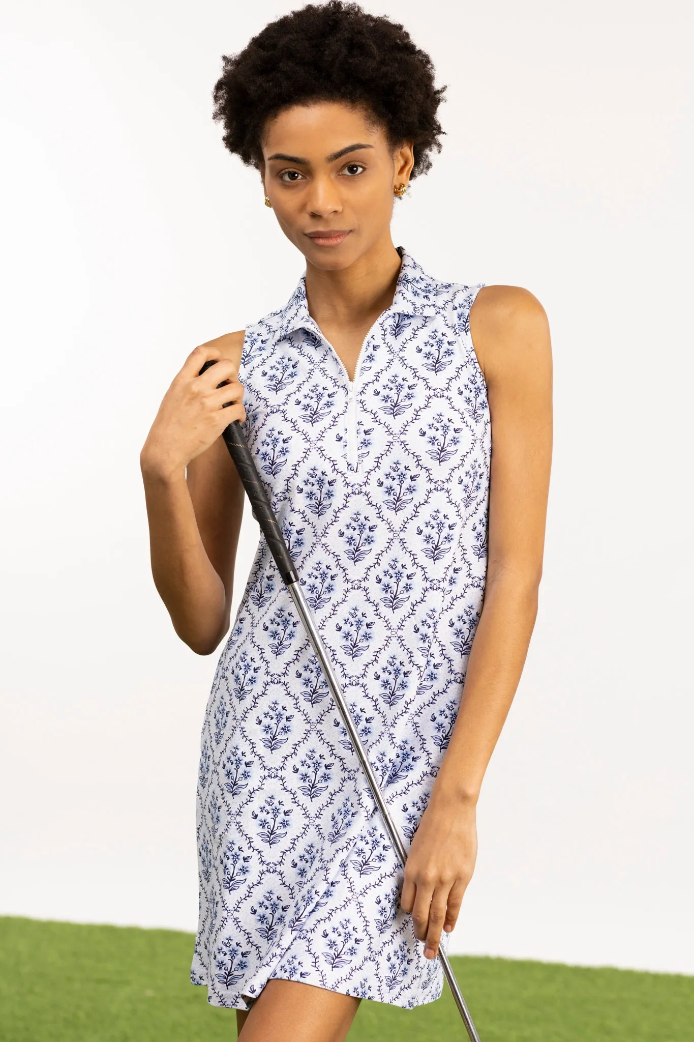 The Katherine Dress - Cornflower Tile
