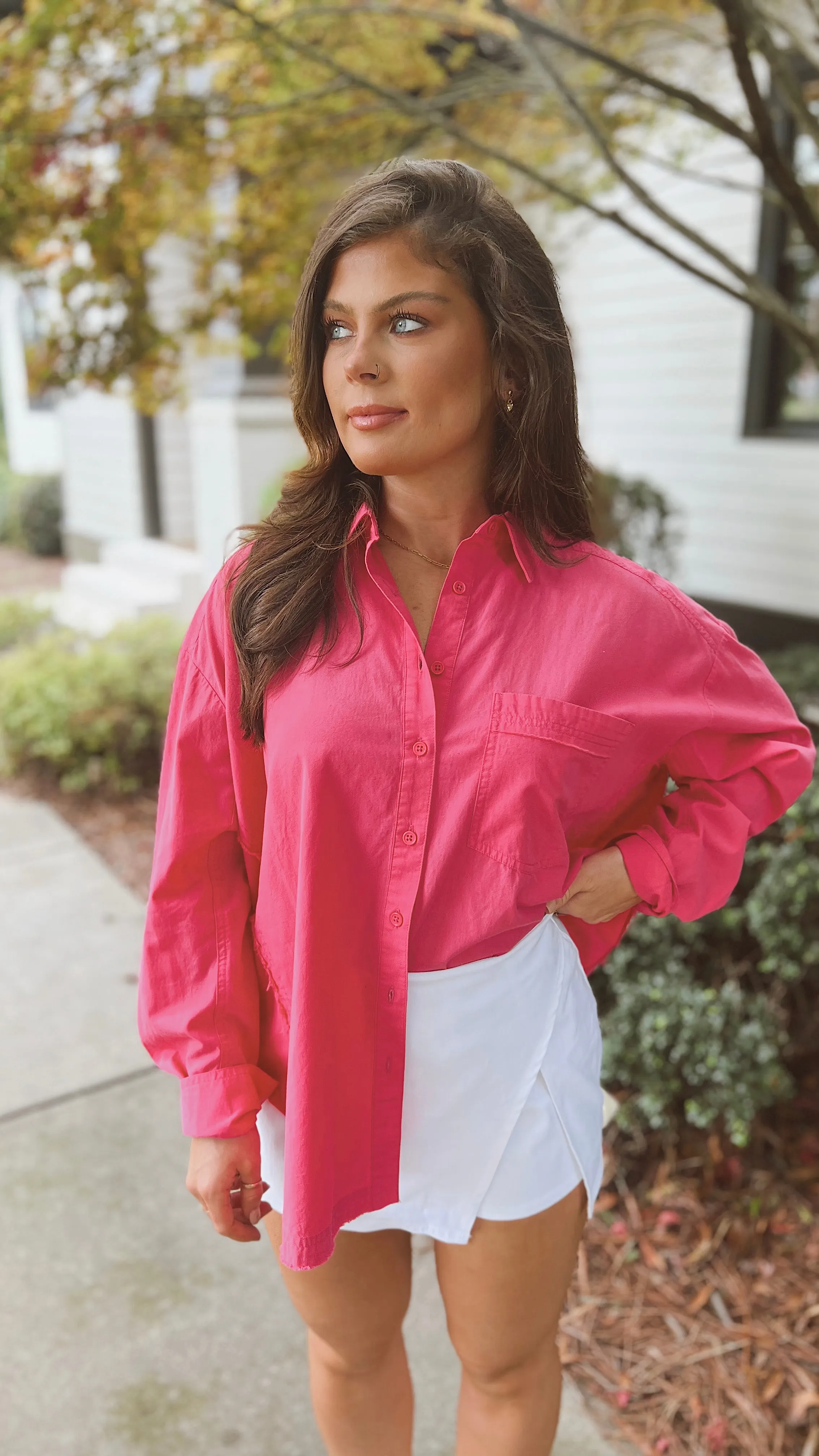 The Poplin Button Up Top