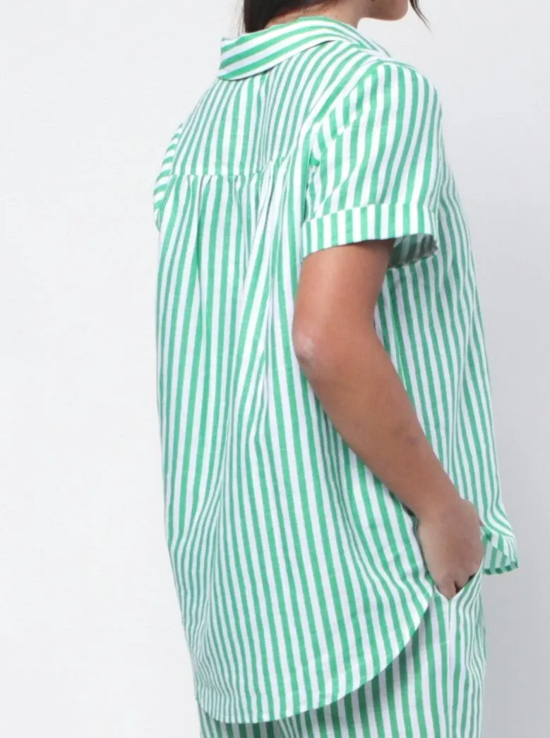 Tia Shirt - Green Stripe