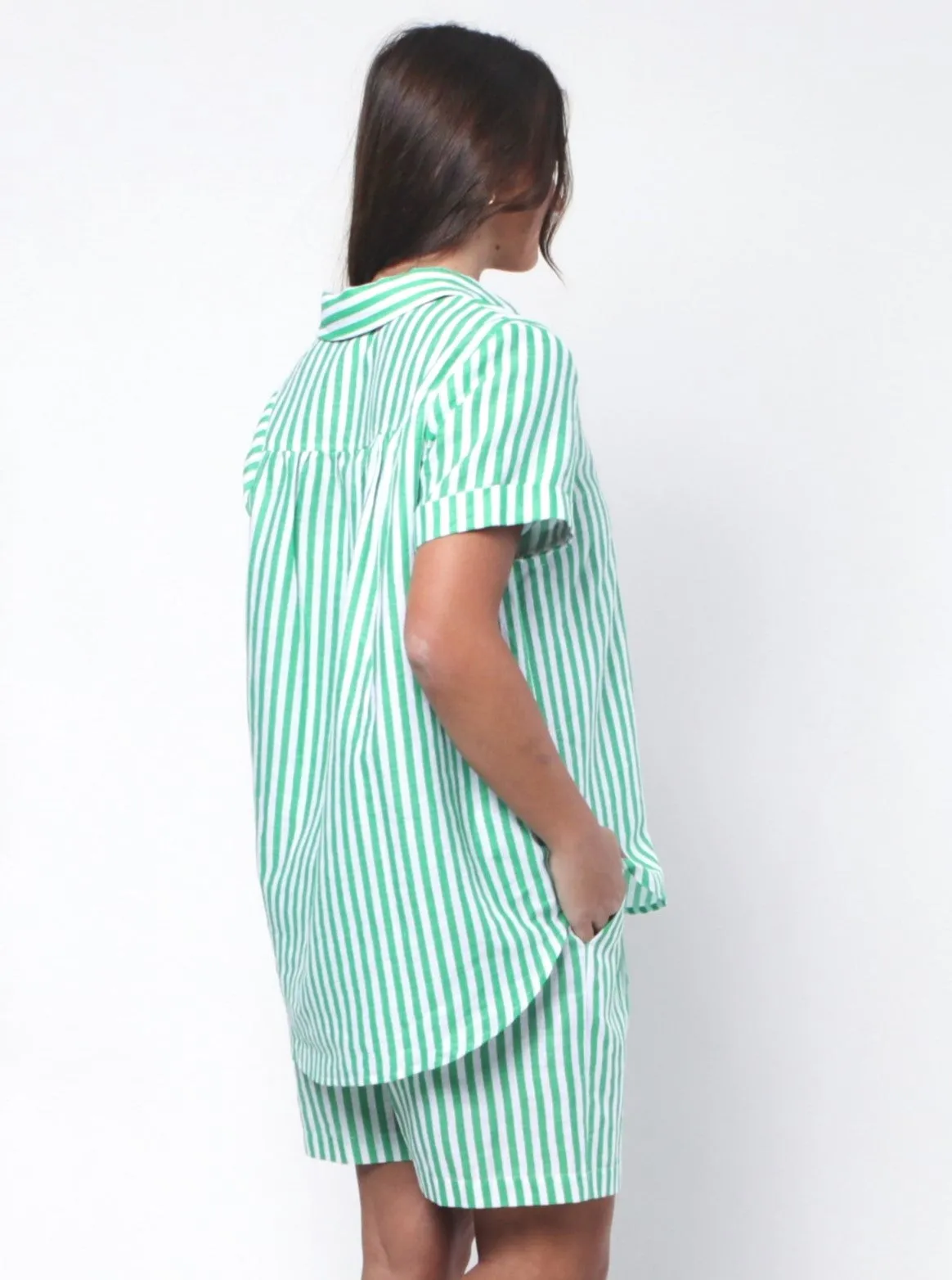 Tia Shirt - Green Stripe