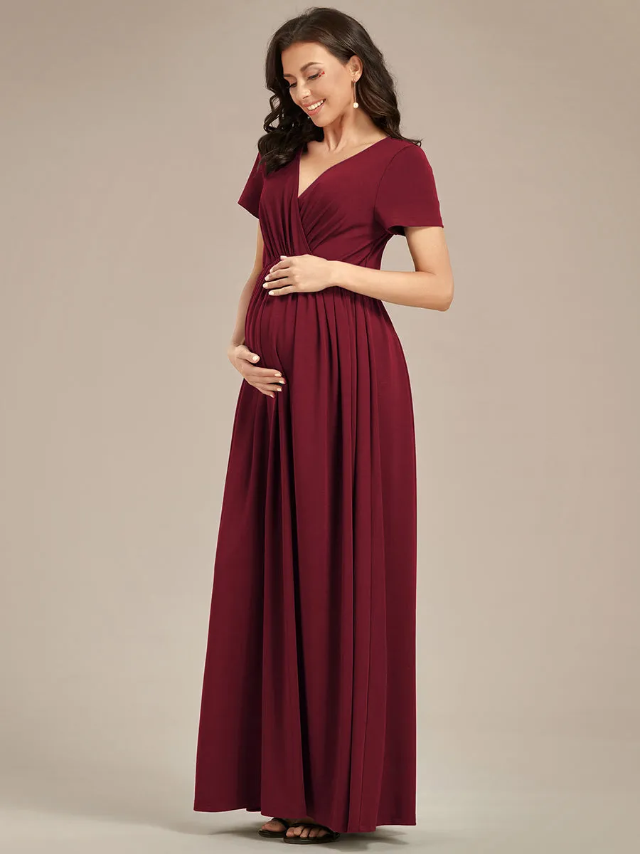 V Neck Pleated A Line Wholesale Maternity Dresses