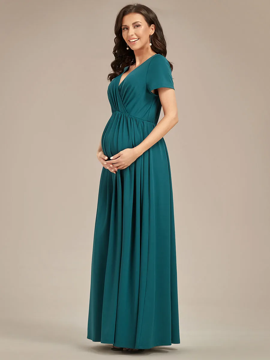 V Neck Pleated A Line Wholesale Maternity Dresses
