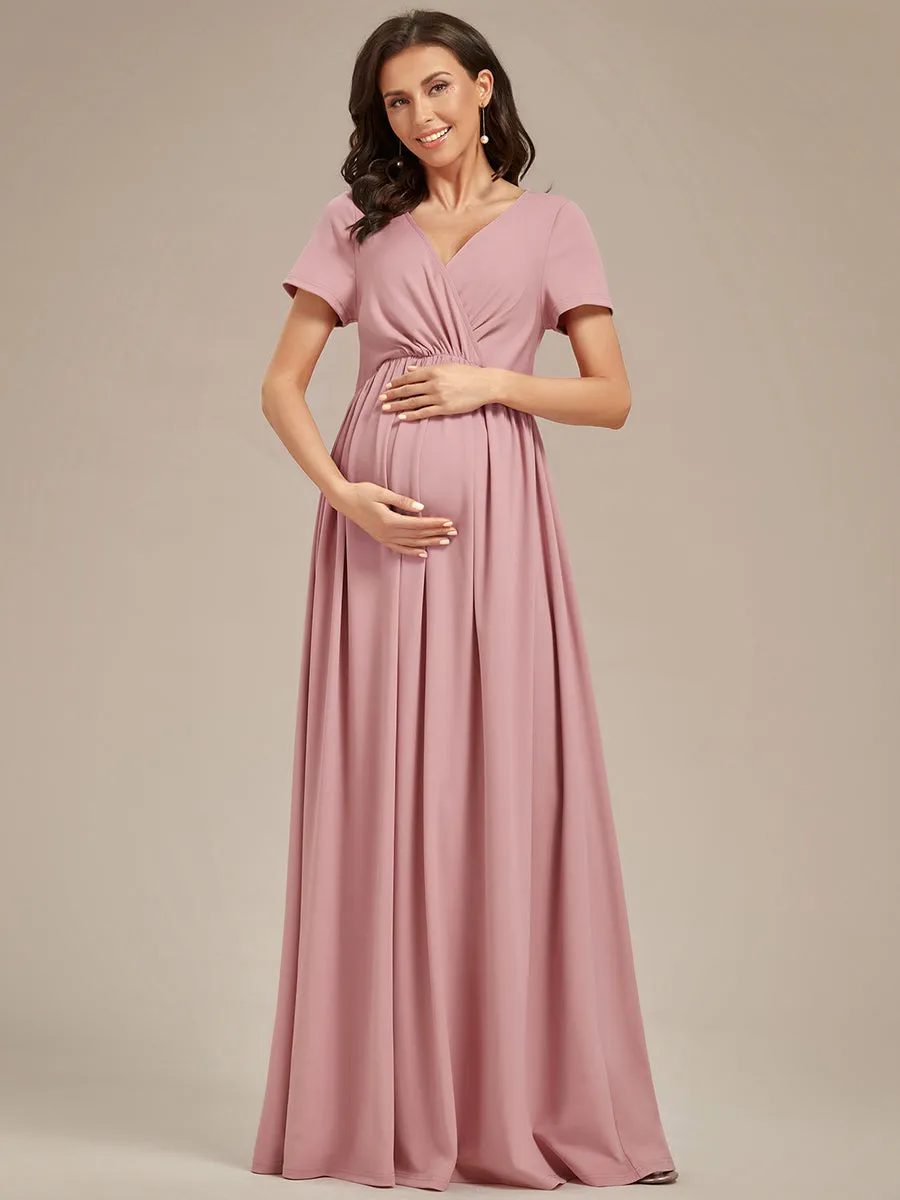 V Neck Pleated A Line Wholesale Maternity Dresses