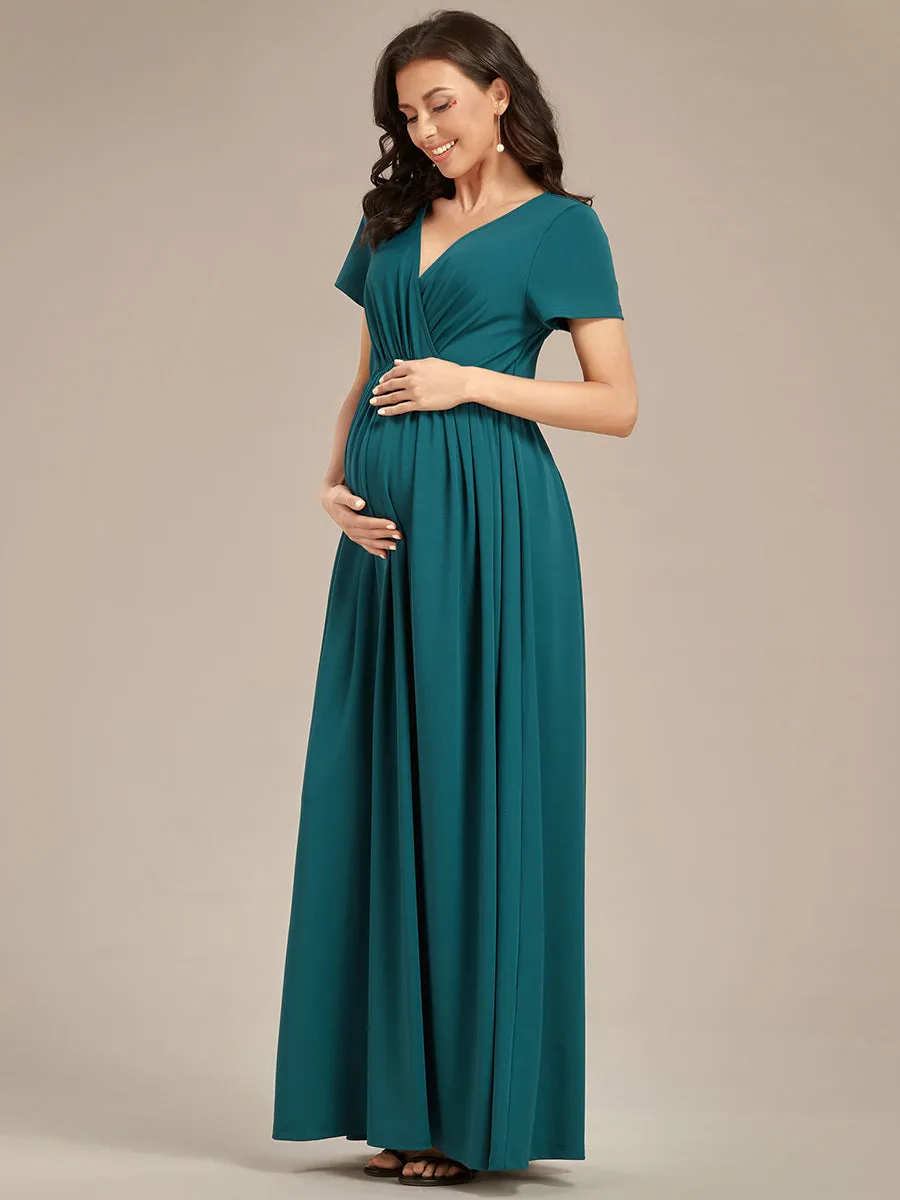 V Neck Pleated A Line Wholesale Maternity Dresses
