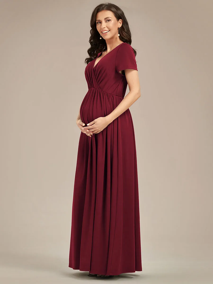 V Neck Pleated A Line Wholesale Maternity Dresses