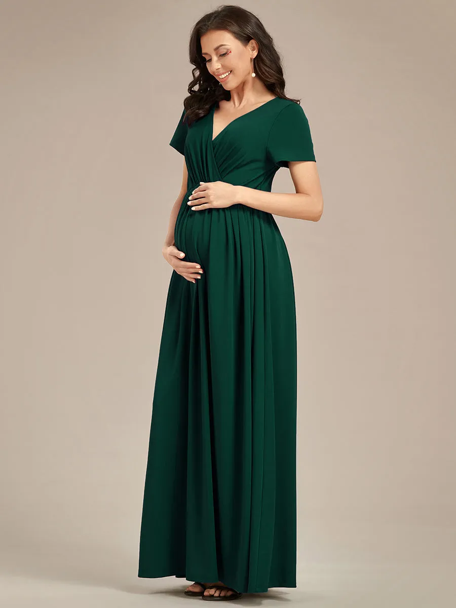 V Neck Pleated A Line Wholesale Maternity Dresses