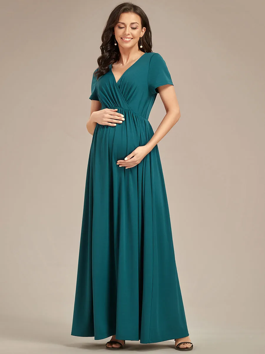 V Neck Pleated A Line Wholesale Maternity Dresses