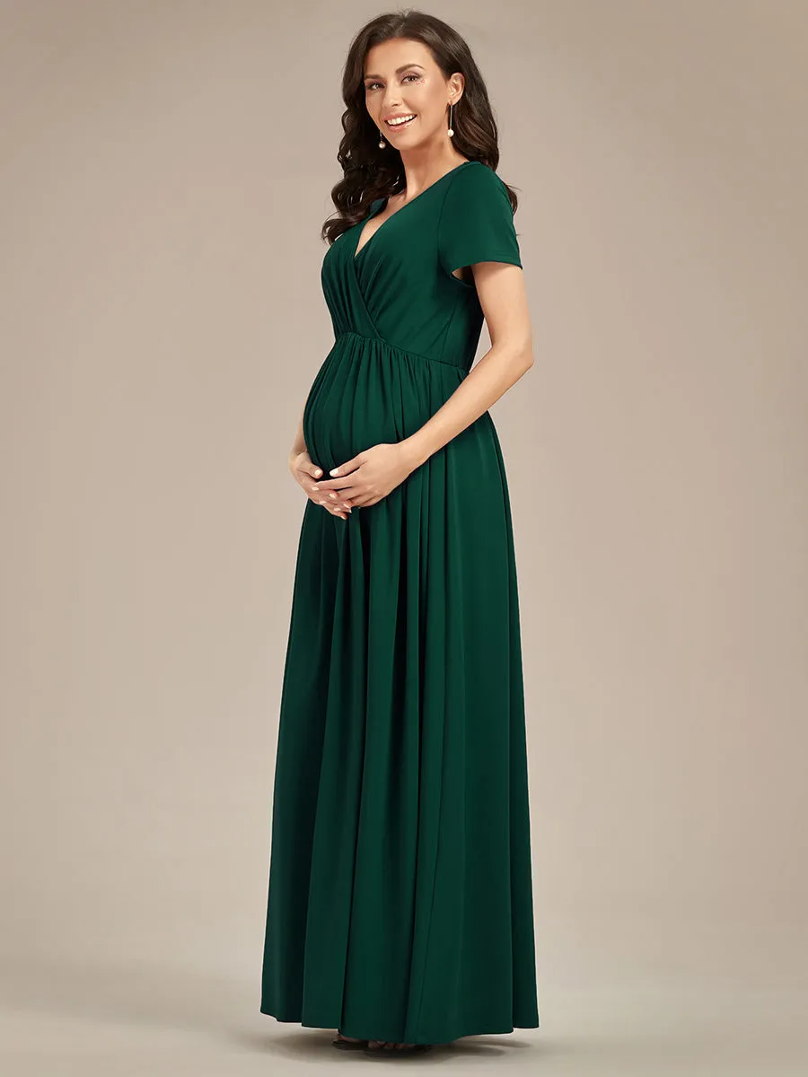 V Neck Pleated A Line Wholesale Maternity Dresses