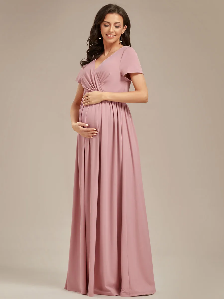 V Neck Pleated A Line Wholesale Maternity Dresses