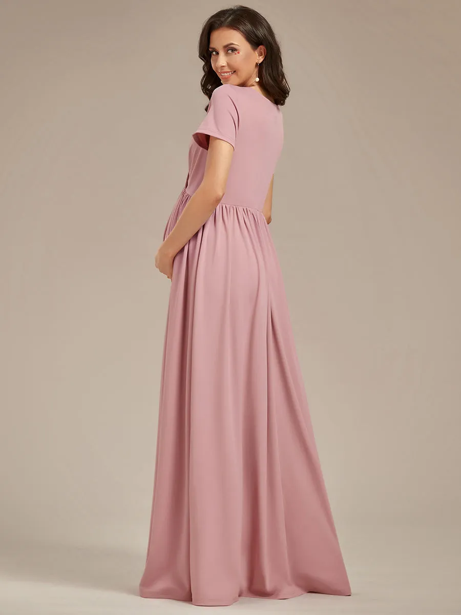 V Neck Pleated A Line Wholesale Maternity Dresses