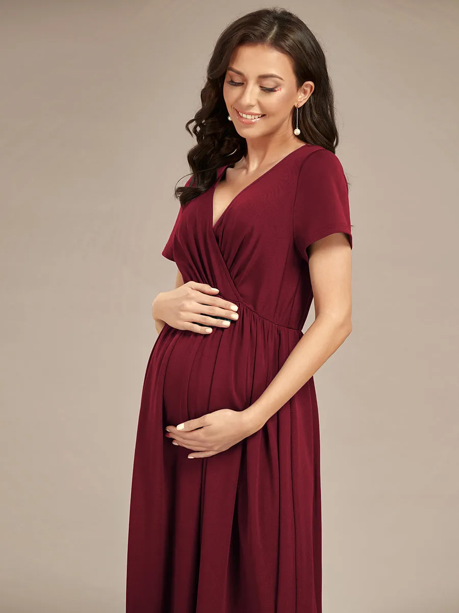 V Neck Pleated A Line Wholesale Maternity Dresses