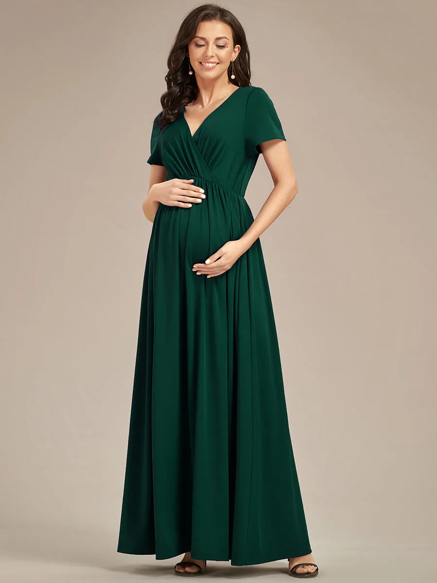 V Neck Pleated A Line Wholesale Maternity Dresses