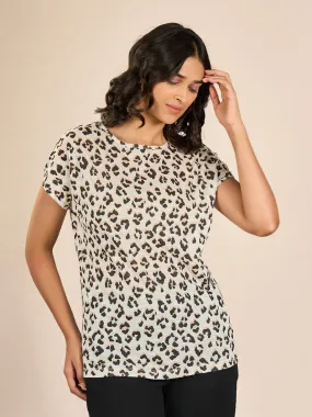 White Slub Printed T-Shirt