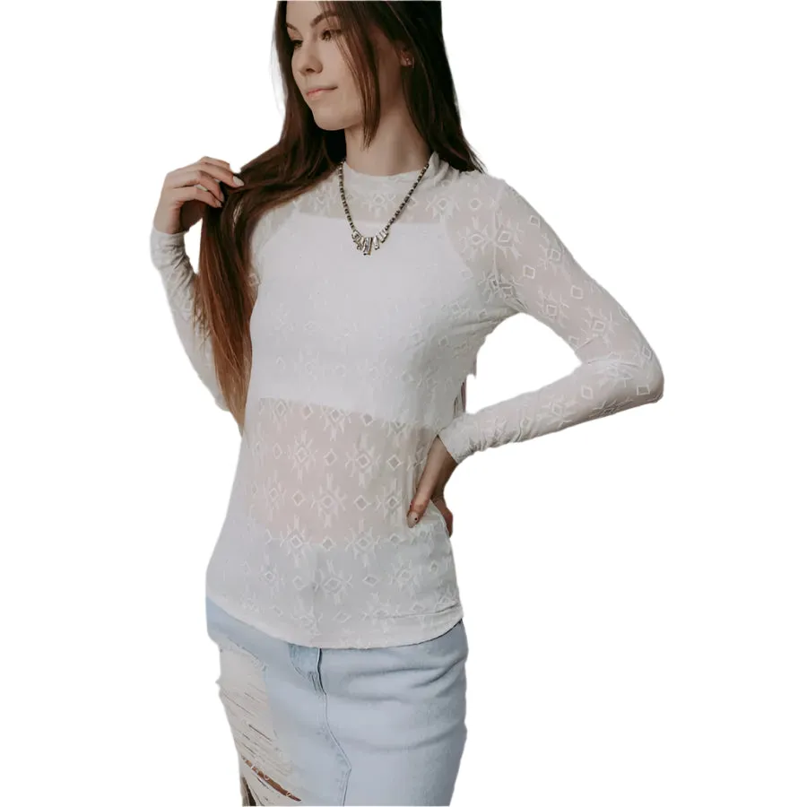 Women's Merigold Kiss Embroidery Lace Top