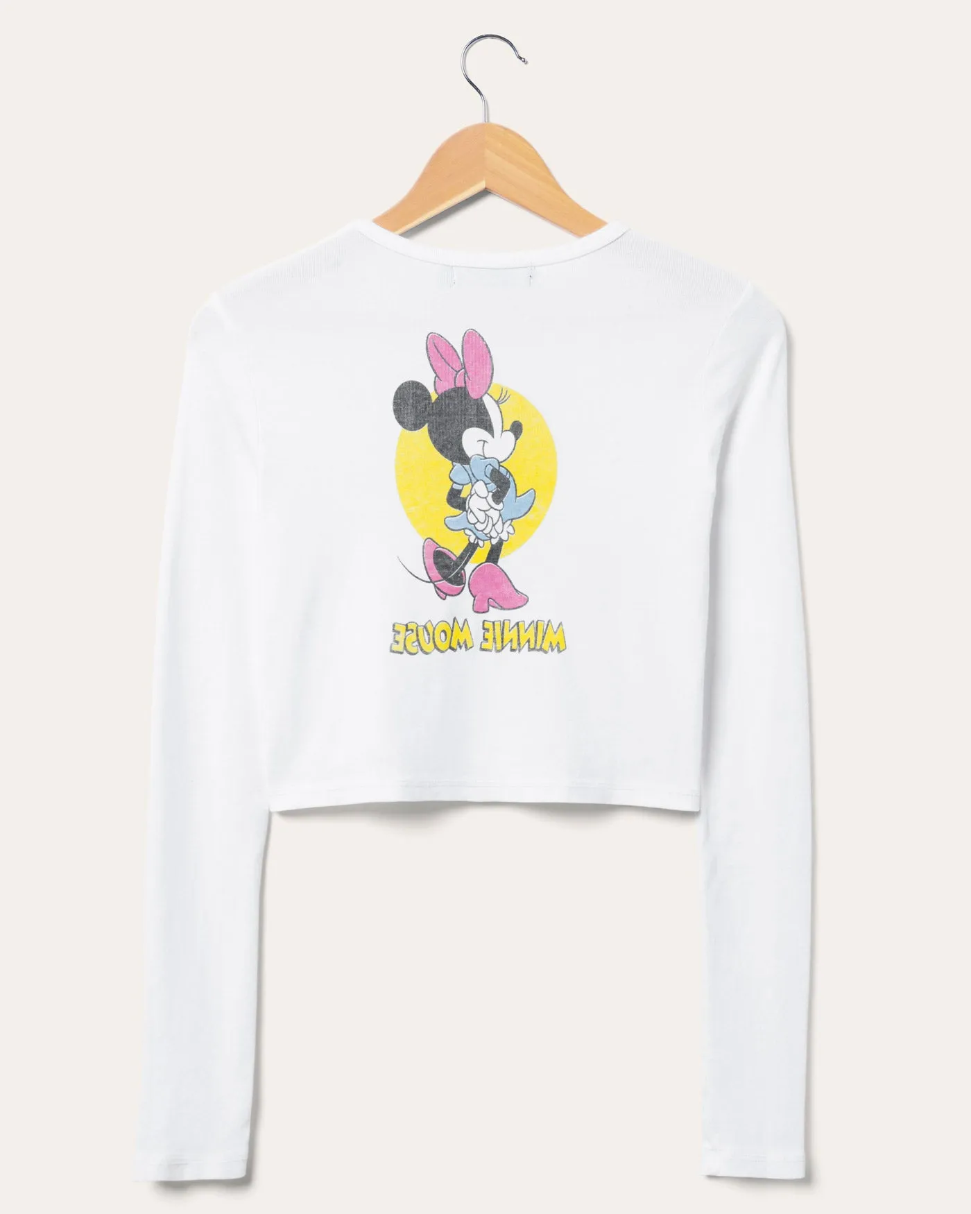 Women's Minnie Mouse Long Sleeve Baby Crop
