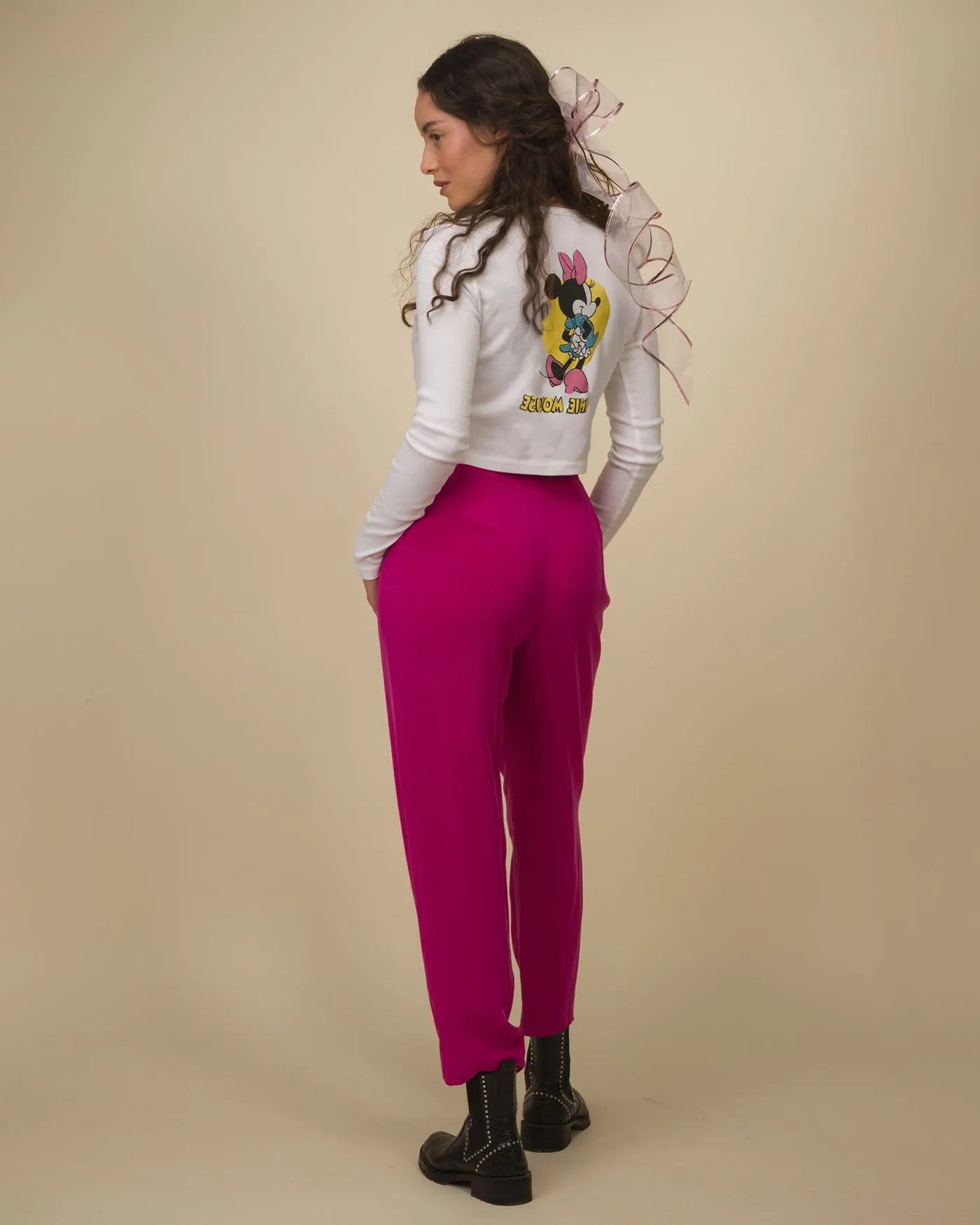 Women's Minnie Mouse Long Sleeve Baby Crop