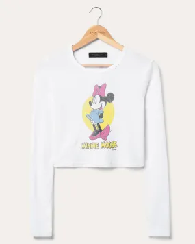 Women's Minnie Mouse Long Sleeve Baby Crop