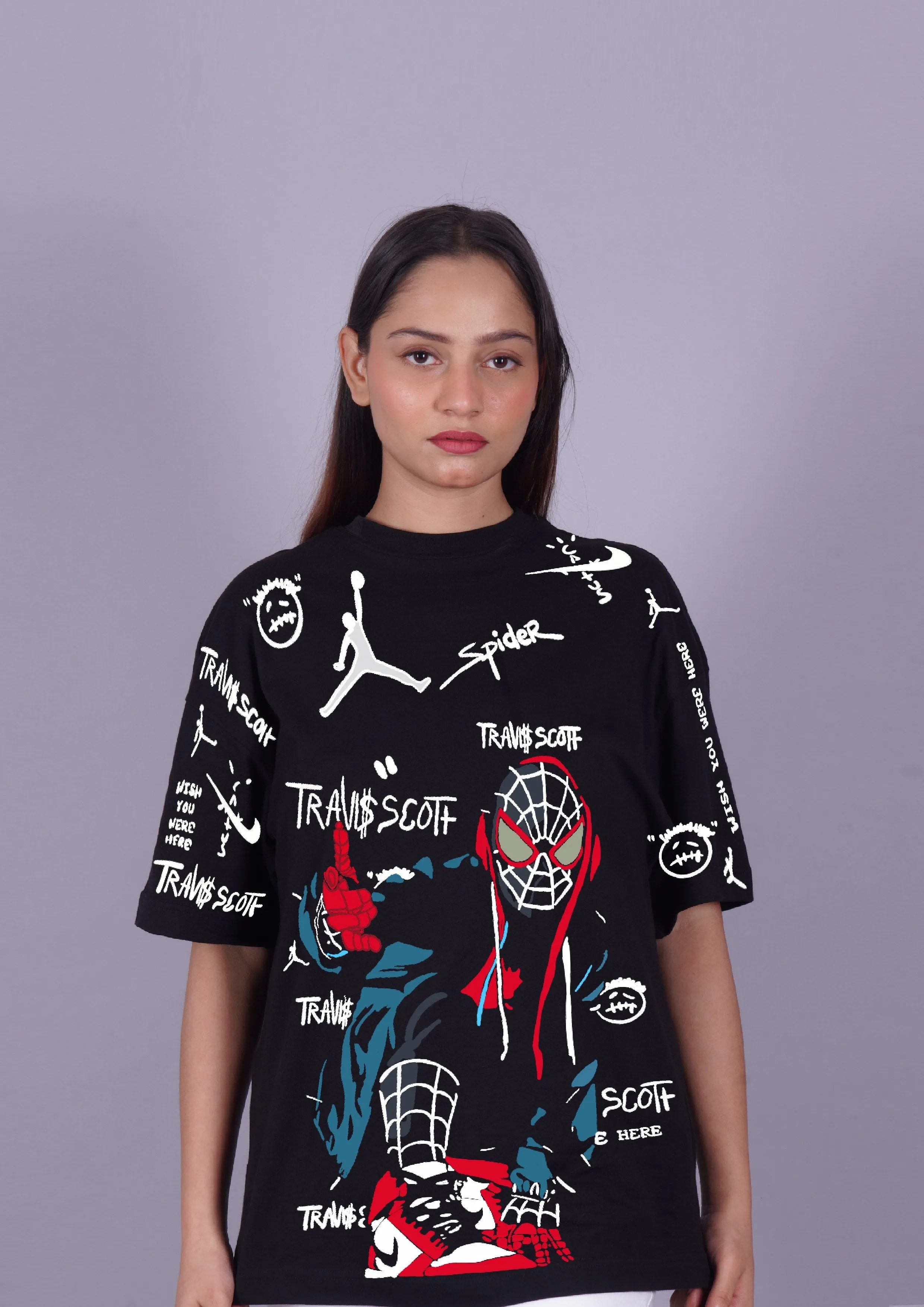Women's Topwear Combo: Duo of Travis Oversized T-Shirts - Spidy & Travis 1.0