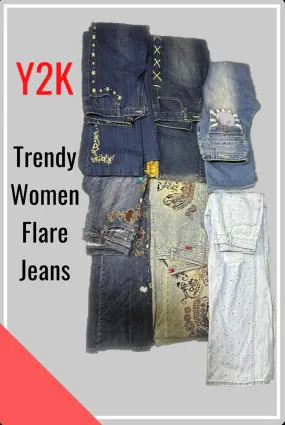 Y2k Vintage Trendy Flare Jeans for Women