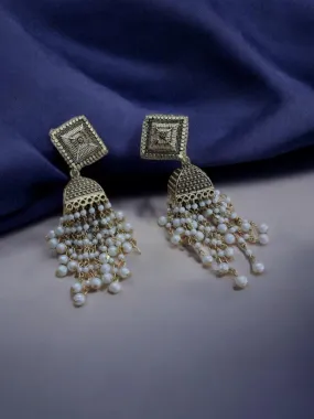 Zevarly Anaya Oxidized Silver Jhumkas