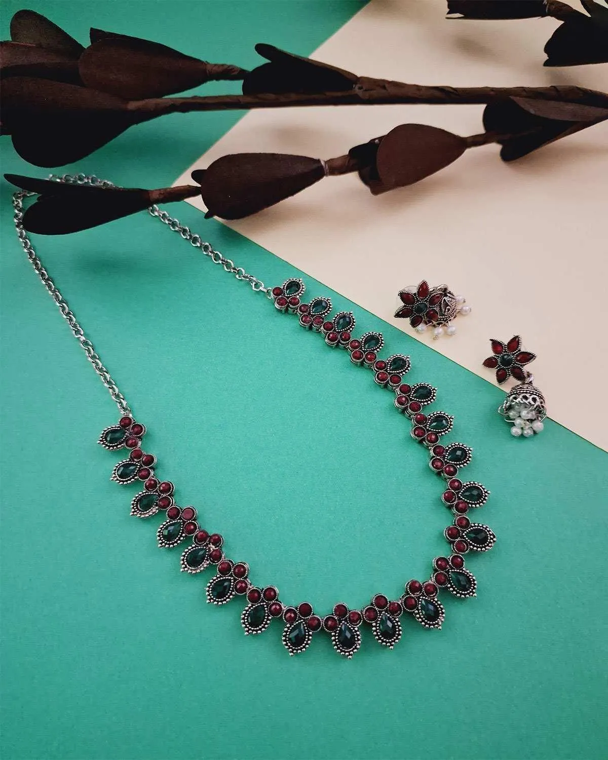 Zevarly Oxidised Necklace Set
